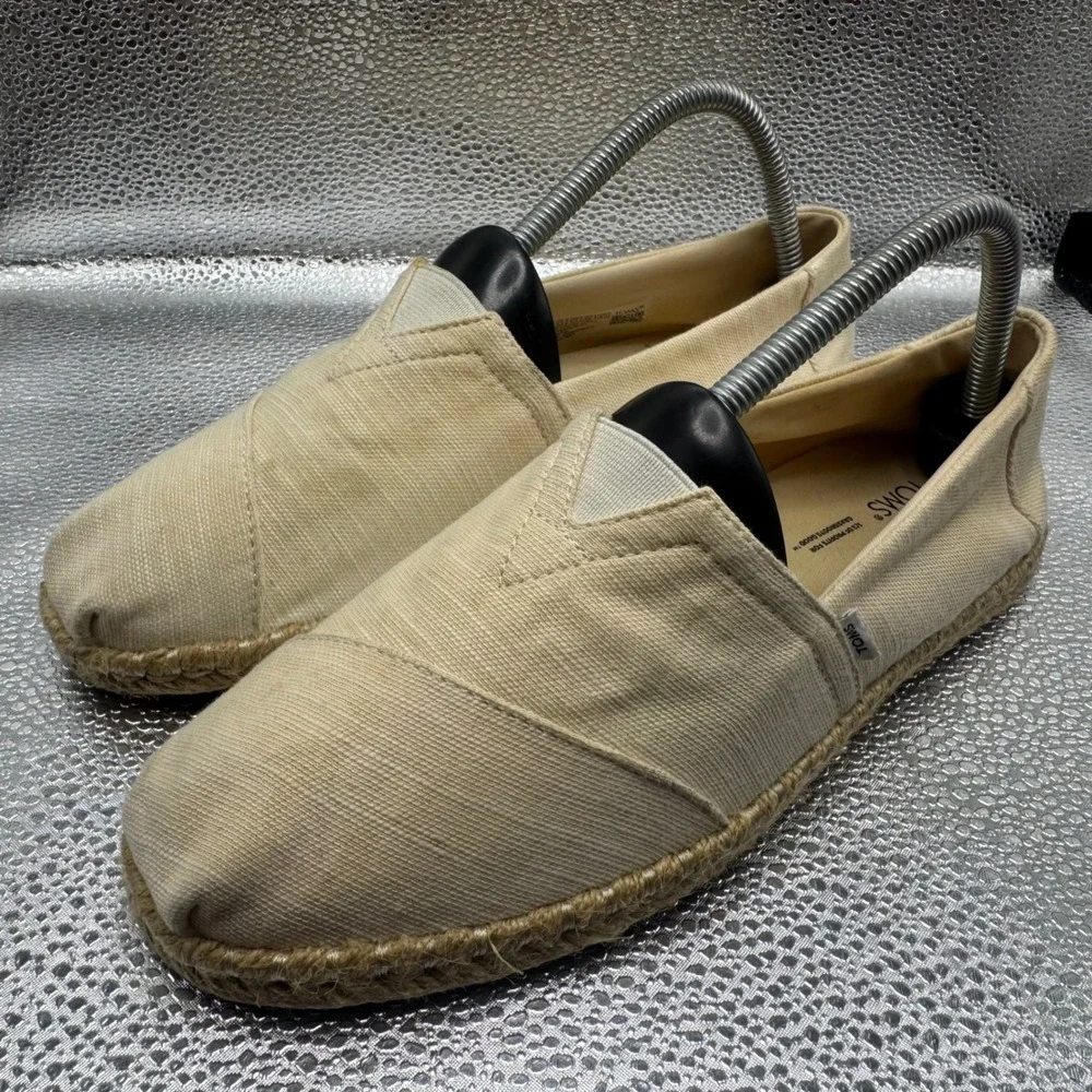 Size 8.5 TOMS Alpargata Espadrille Women Cream Canvas Slip On Flats 10017850